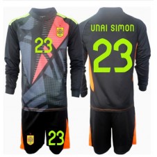 Spanien Unai Simon #23 Målvakt Bortaställ Barn EM 2024 Långa ärmar (+ Korta byxor)